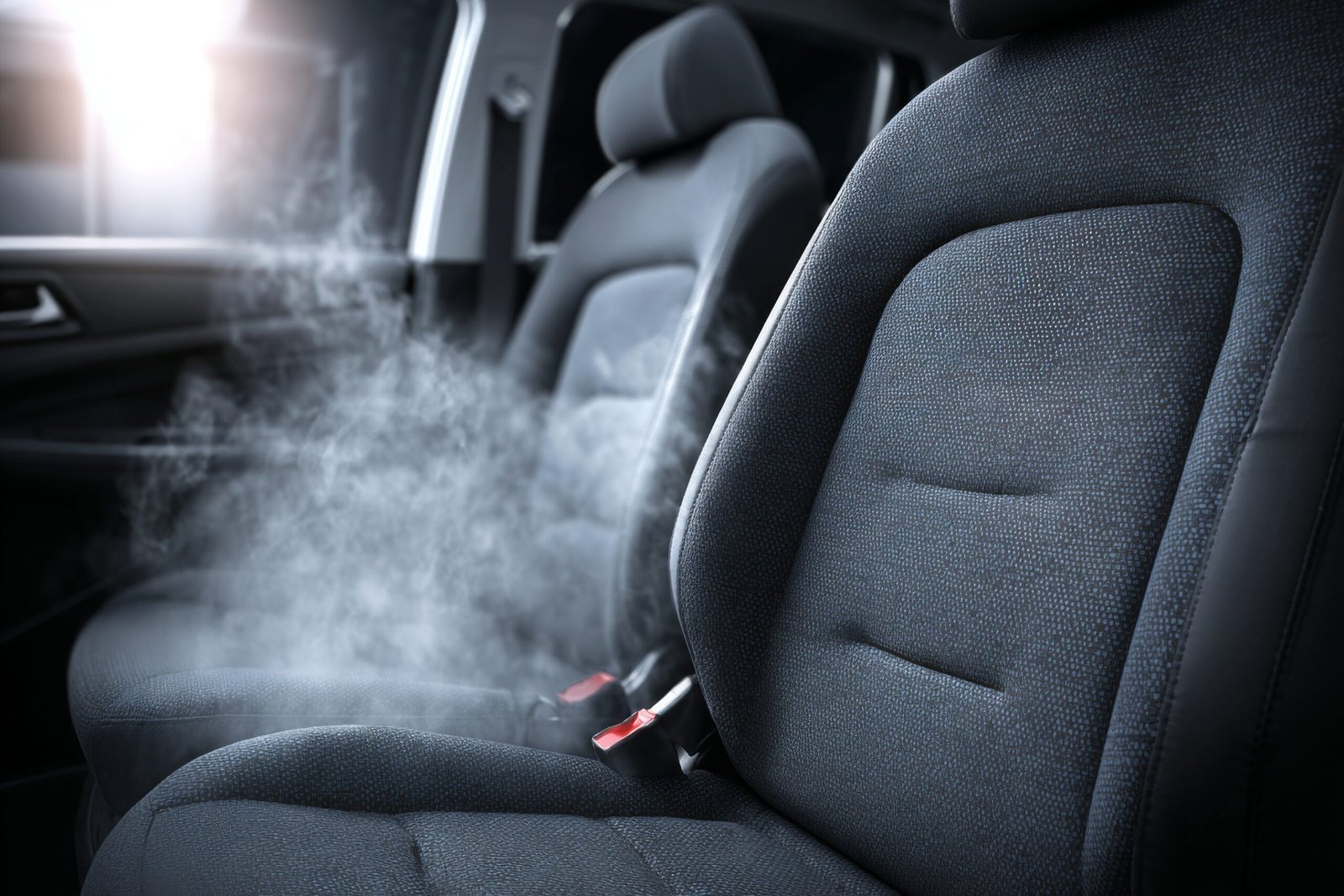 a car seat with smoke coming out of it